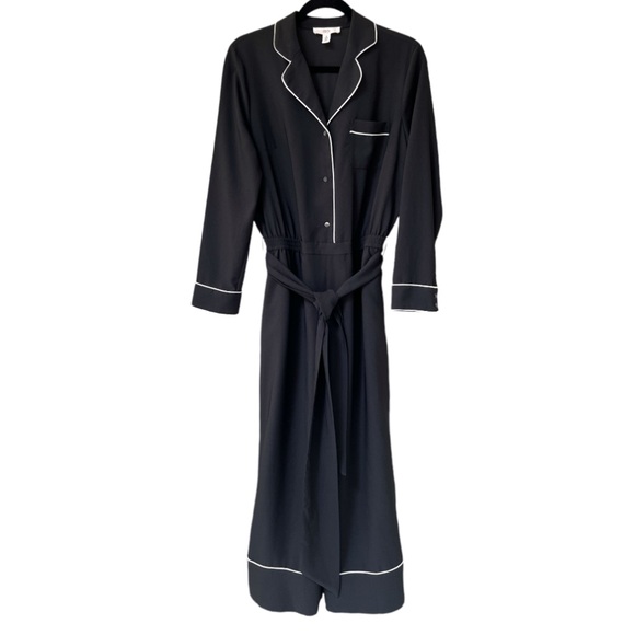 1901 Belted Jumpsuit | Size Medium | Black with White Trim | $35 - Picture 8 of 8